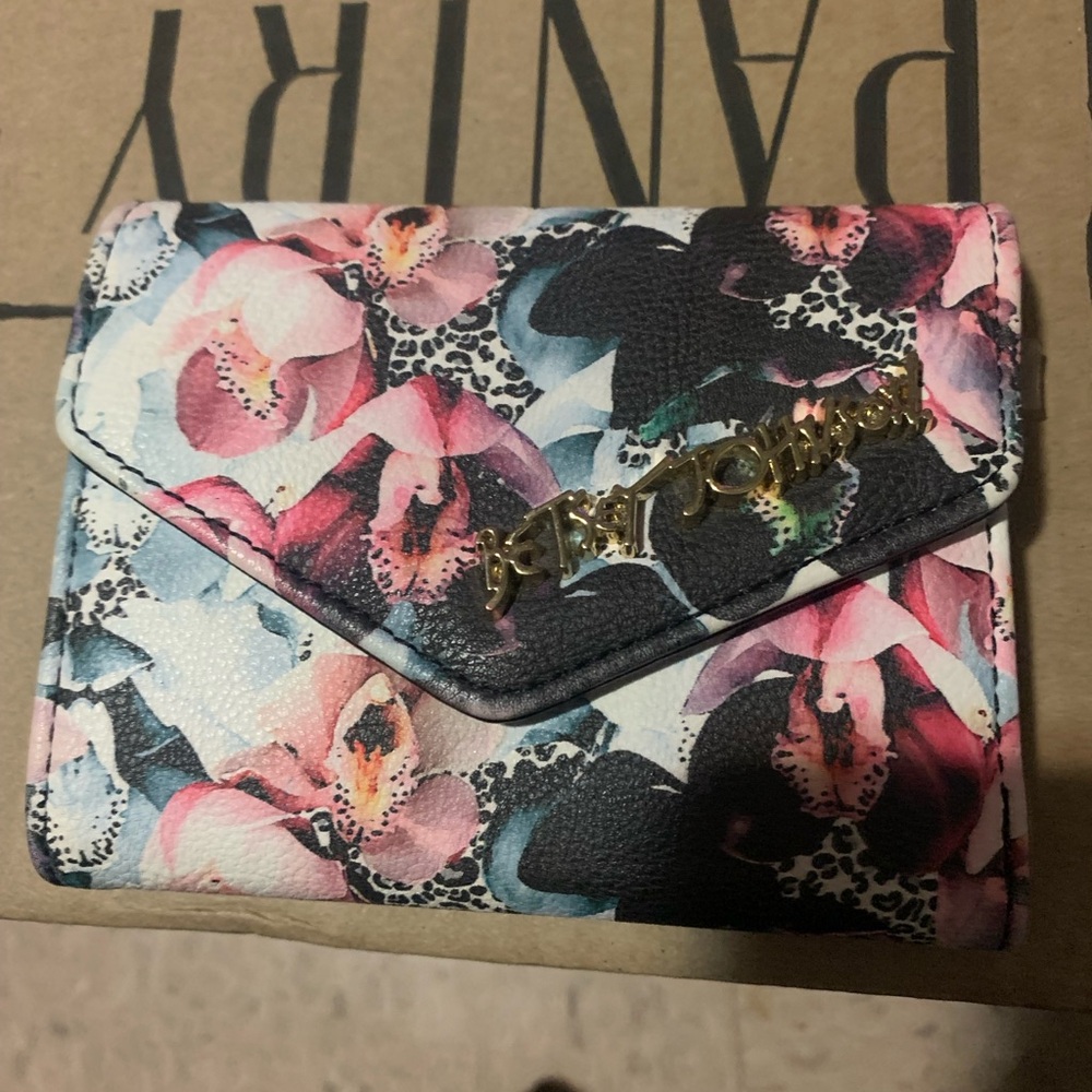 Betsey Johnson Pink and Black Floral Wallet